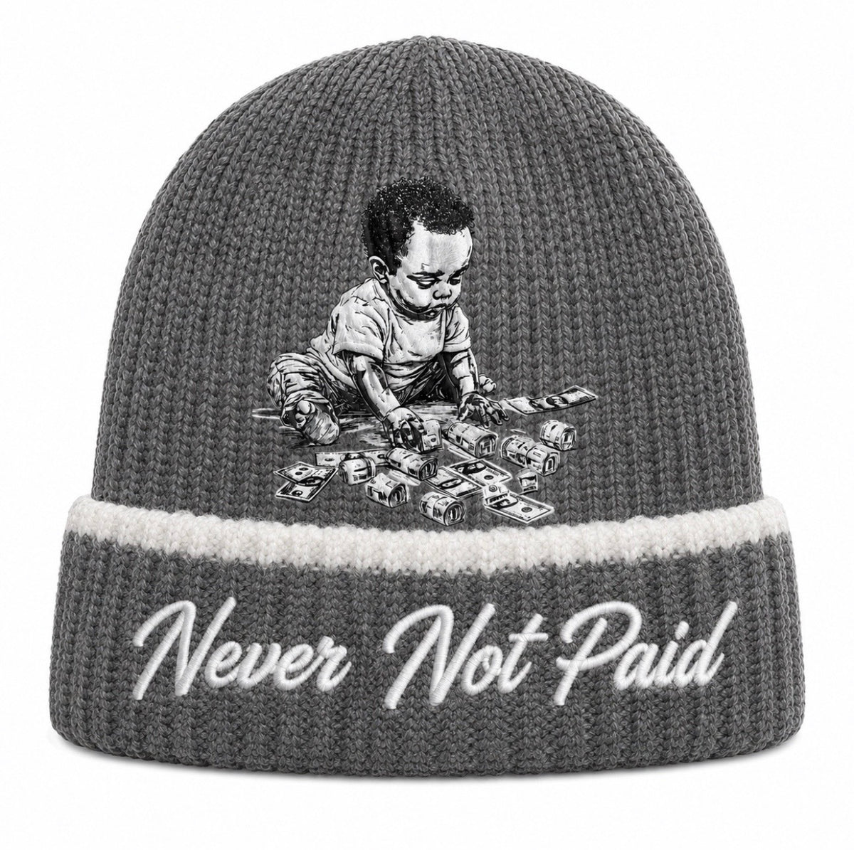 (GREY) Never not paid - money moves beanie