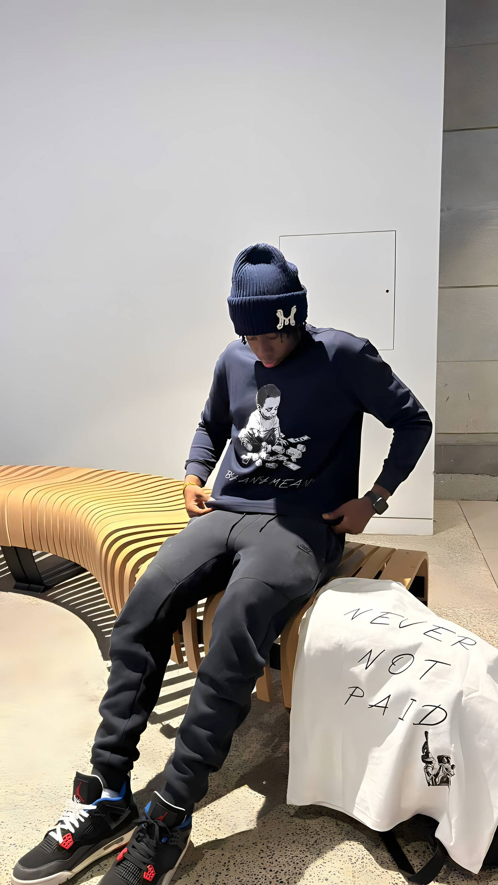 BLUE NEVER NOT PAID LONGSLEEVE