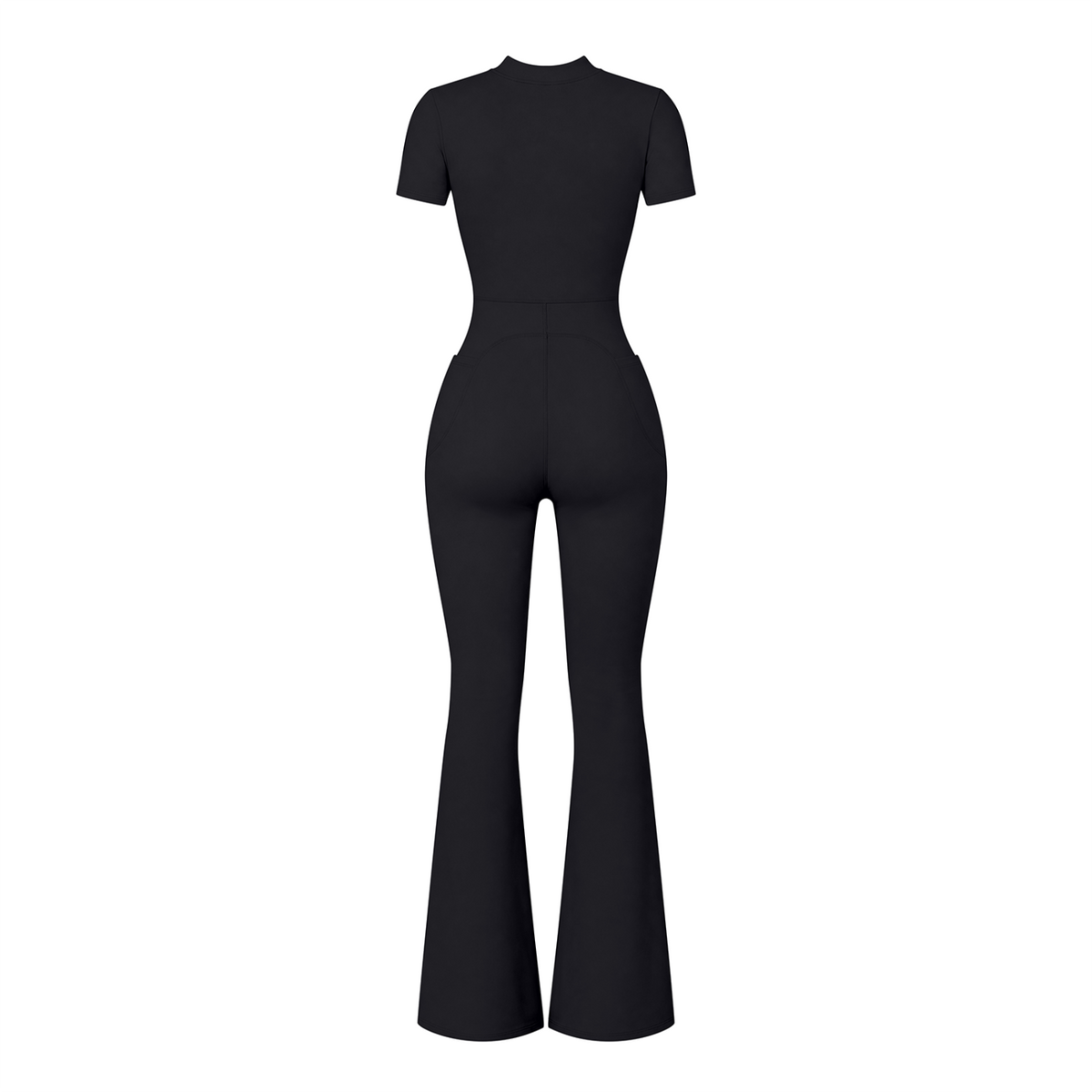(Multiple colours) Women’s Tight Flared Leg Quarter-Zip Jumpsuit