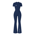 (Multiple colours) Women’s Tight Flared Leg Quarter-Zip Jumpsuit