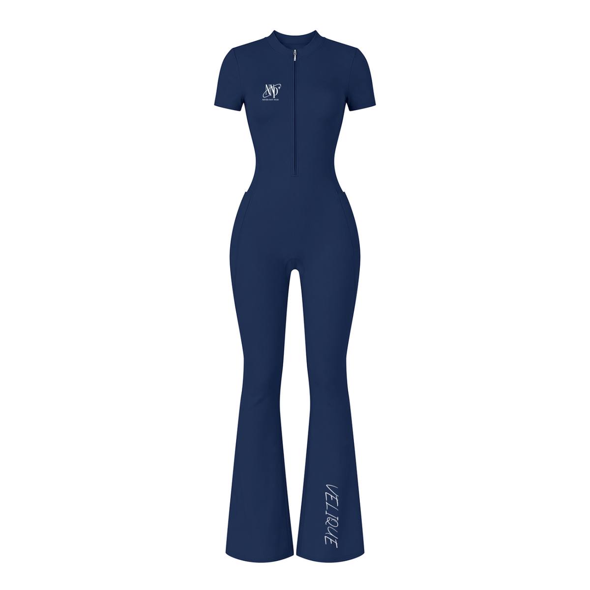 (Multiple colours) Women’s Tight Flared Leg Quarter-Zip Jumpsuit