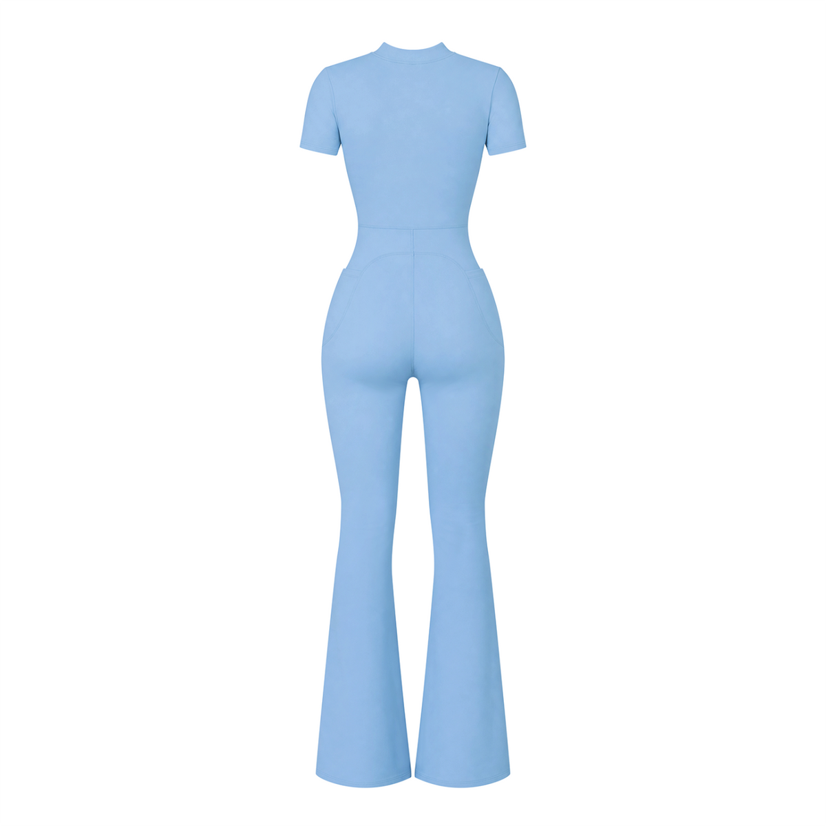 (Multiple colours) Women’s Tight Flared Leg Quarter-Zip Jumpsuit