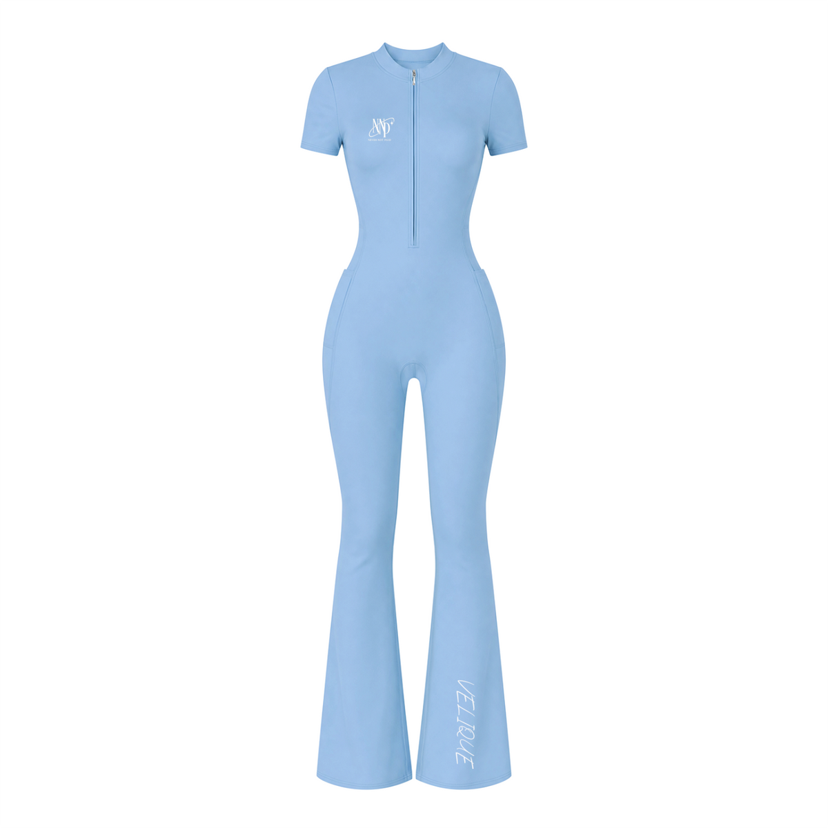 (Multiple colours) Women’s Tight Flared Leg Quarter-Zip Jumpsuit