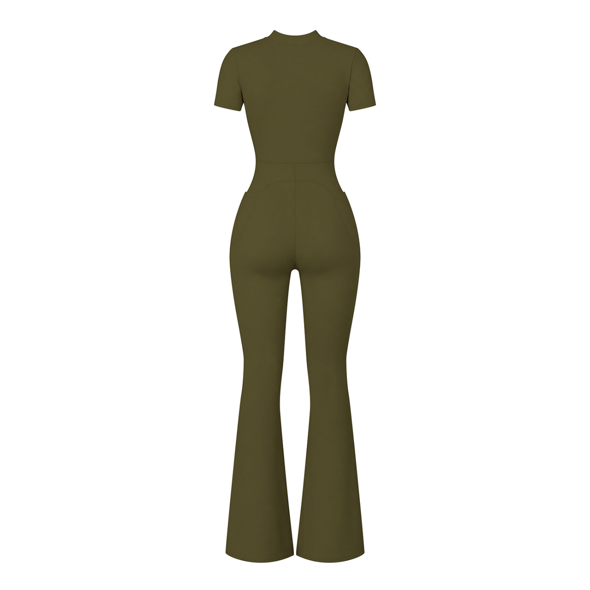 (Multiple colours) Women’s Tight Flared Leg Quarter-Zip Jumpsuit