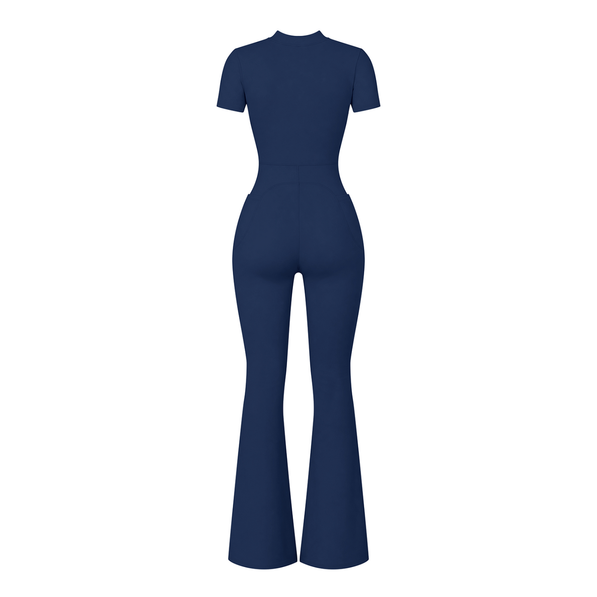 (Multiple colours) Women’s Tight Flared Leg Quarter-Zip Jumpsuit
