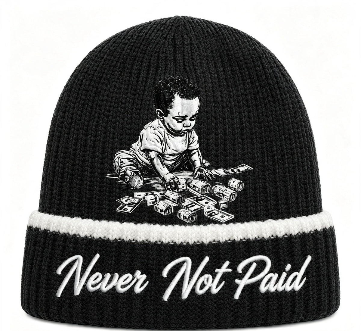 (BLACK) Never not paid - money moves beanie