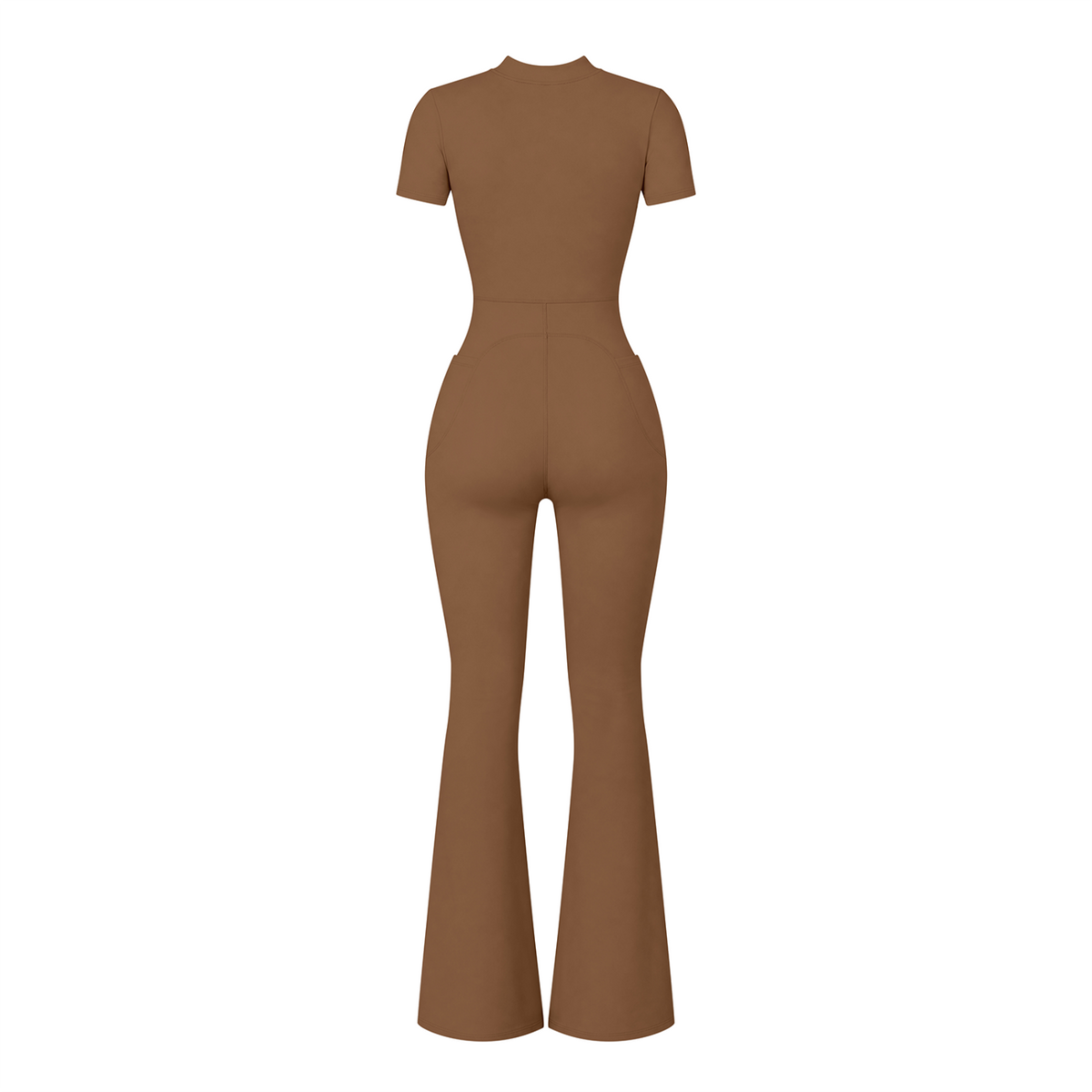 (Multiple colours) Women’s Tight Flared Leg Quarter-Zip Jumpsuit