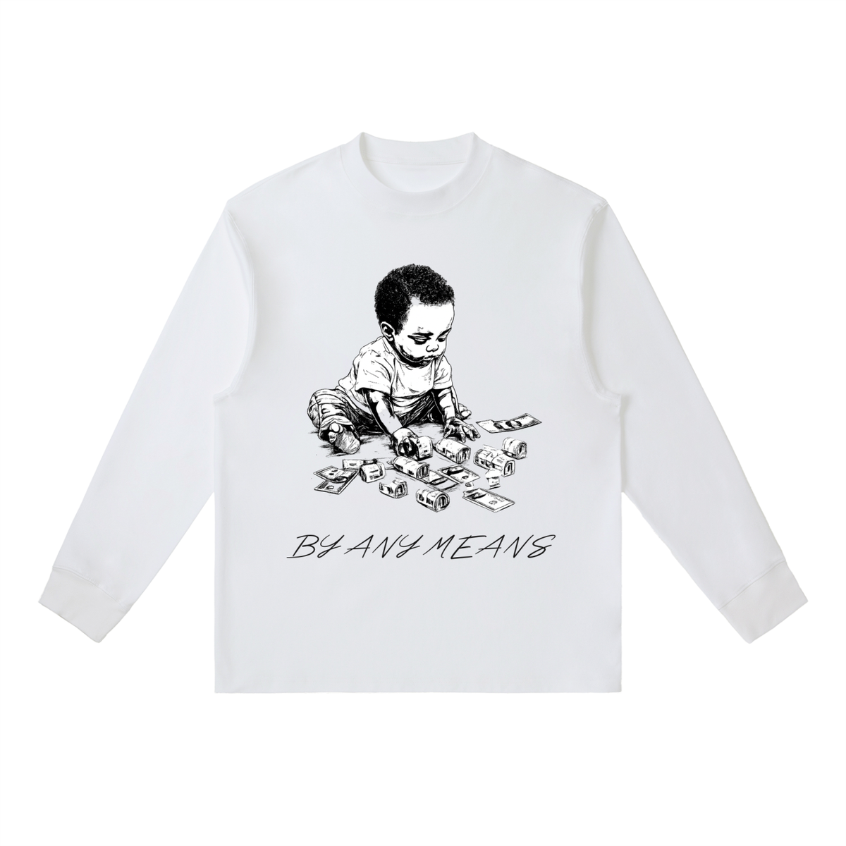 NEVER NOT PAID WHITE LONGSLEEVE